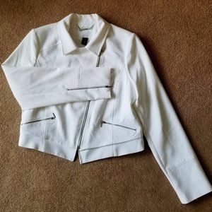 WHBM White Zipper Moto Jacket